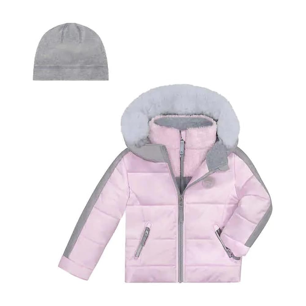 ジャケット・アウター Jerry Pink Coat Gerry girls pink and gray faux fur hood jacket coat girls 10